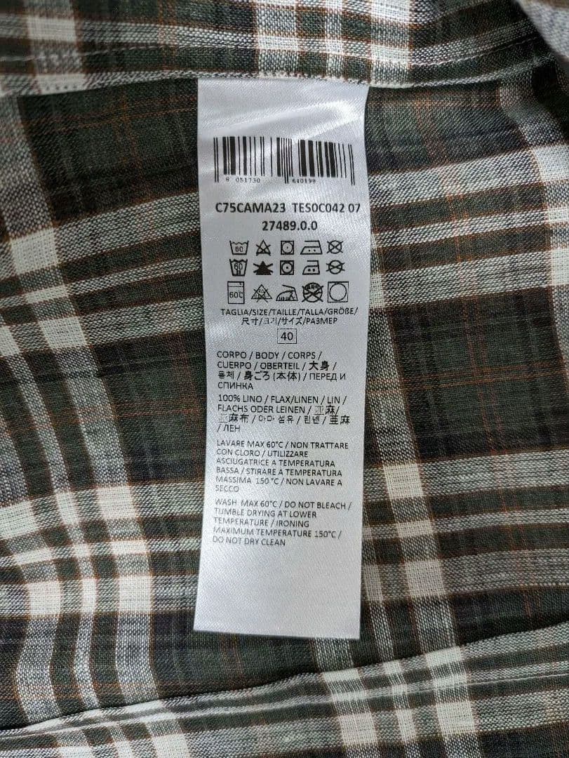 未使用　eleventy イレブンティ リネンシャツ 40 タータンチェック