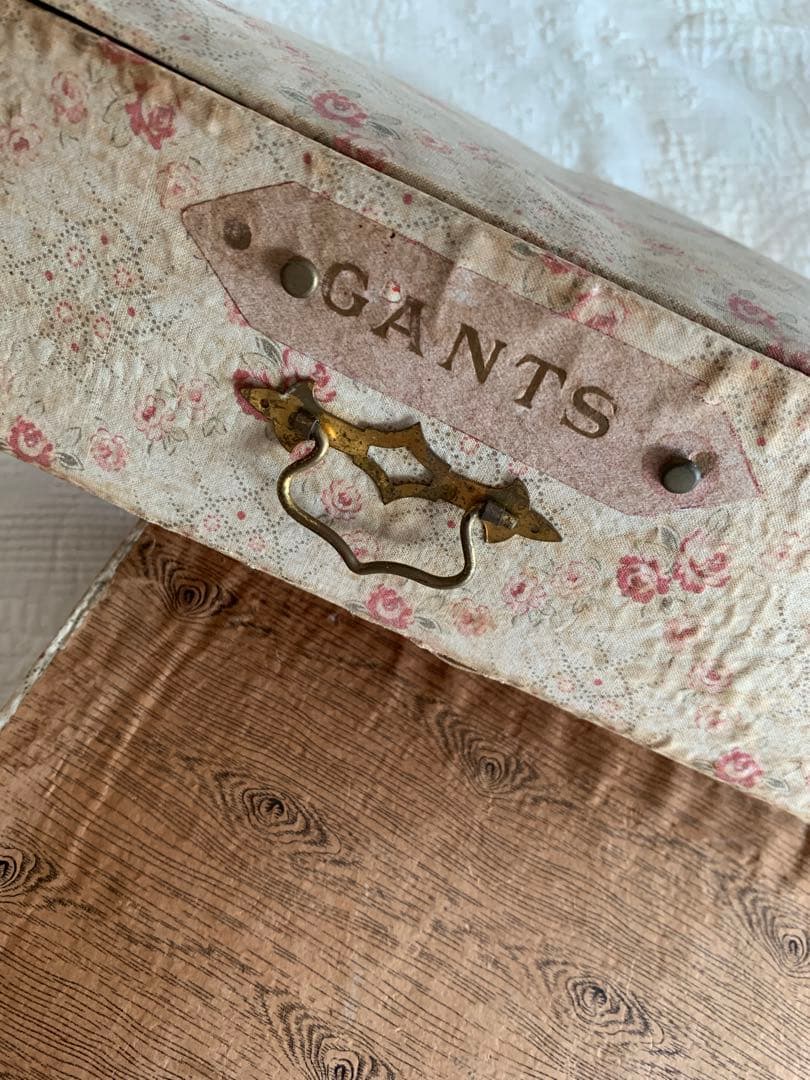 フランスアンティークローズ柄ファブリックカルトナージュドロワー※ピンクラベル