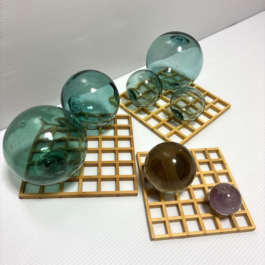 《浮玉　パワーストーン　水晶　木製台座》置物飾り物インテリア装飾　風流　10点