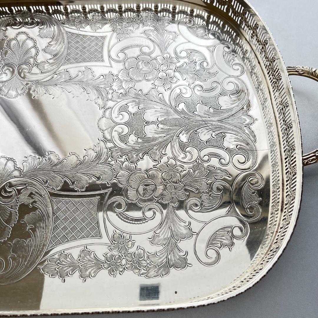 【Viners】 ギャラリートレー 56cm 【シルバープレート】 ハンドル