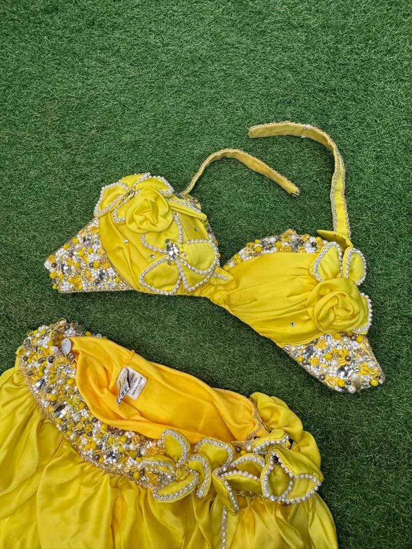 【Emanzaki】ベリーダンス　イマンザキ衣装　ブラ　スカート　イエロー