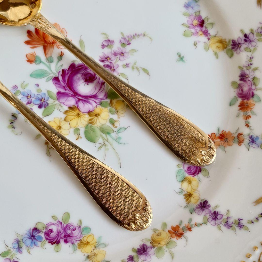 スプーン 2本セット　フランス　純銀製　シルバー800 純金鍍金