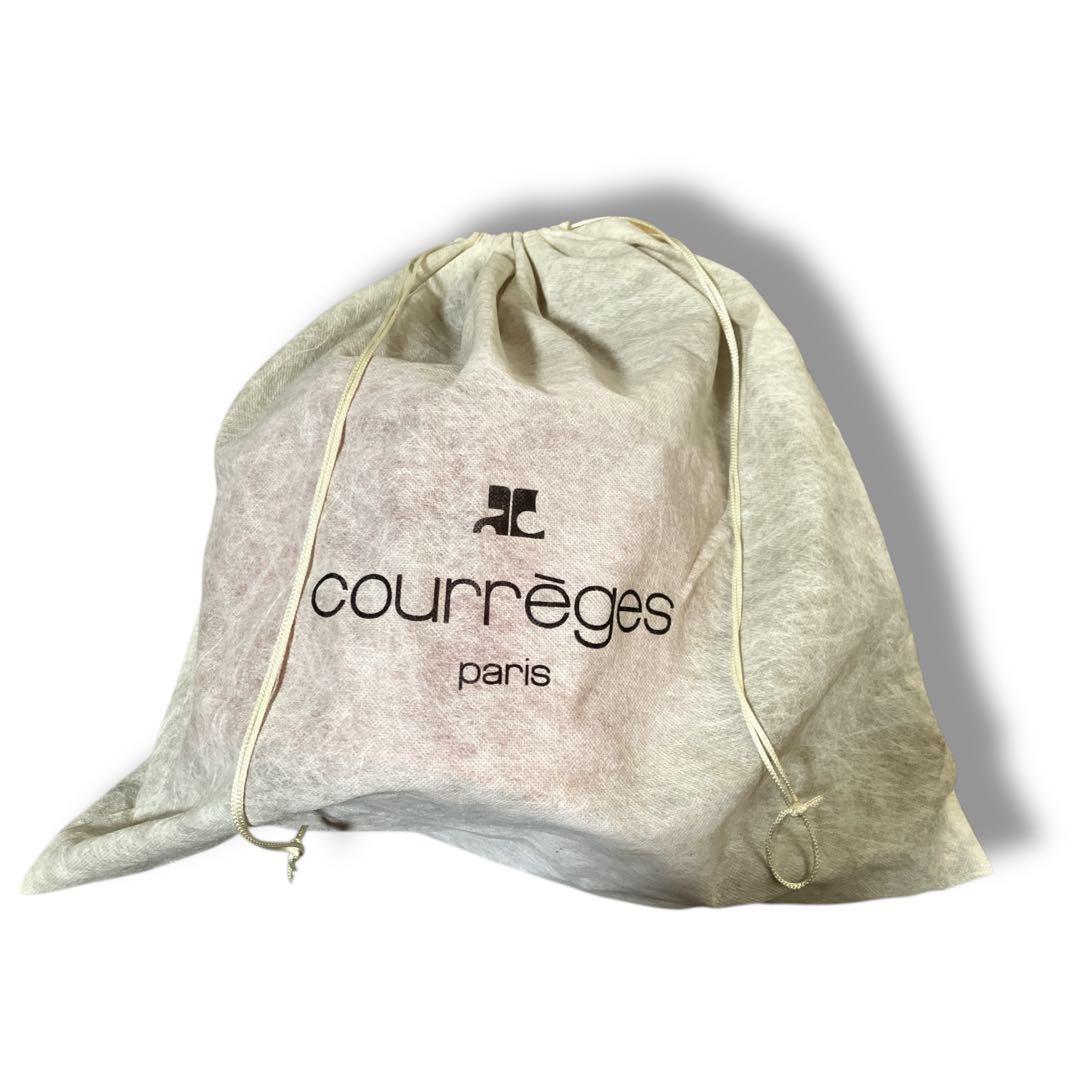 クレージュ 未使用品 フランス製 ビッグロゴ ストライプ バニティバッグ レッド