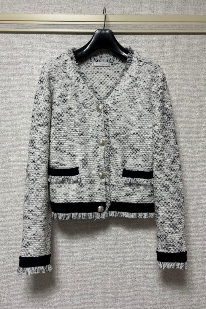 ピンキーアンドダイアン◆カスリツイードカーディガン ホワイト 38