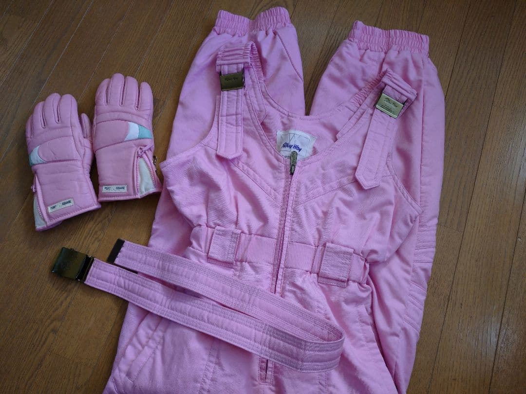 スキー用ウェア つなぎタイプ日本製 &  手袋 レディース  ピンク