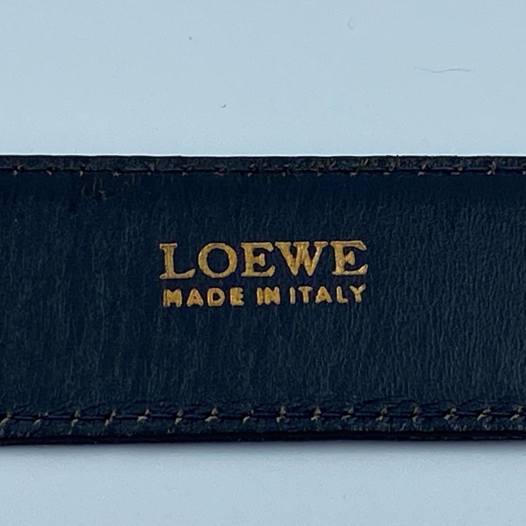 ✨希少✨ロエベ　ベルト　アナグラム　レディース　レザー　ダークネイビー