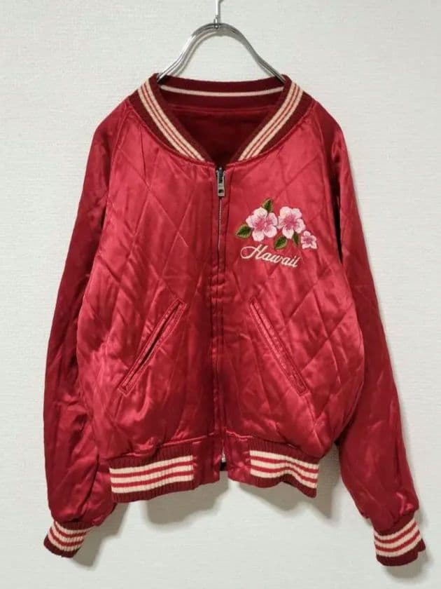 ヒステリックグラマー ベロア リバーシブルスカジャン リネン混 日本製 刺繍 M