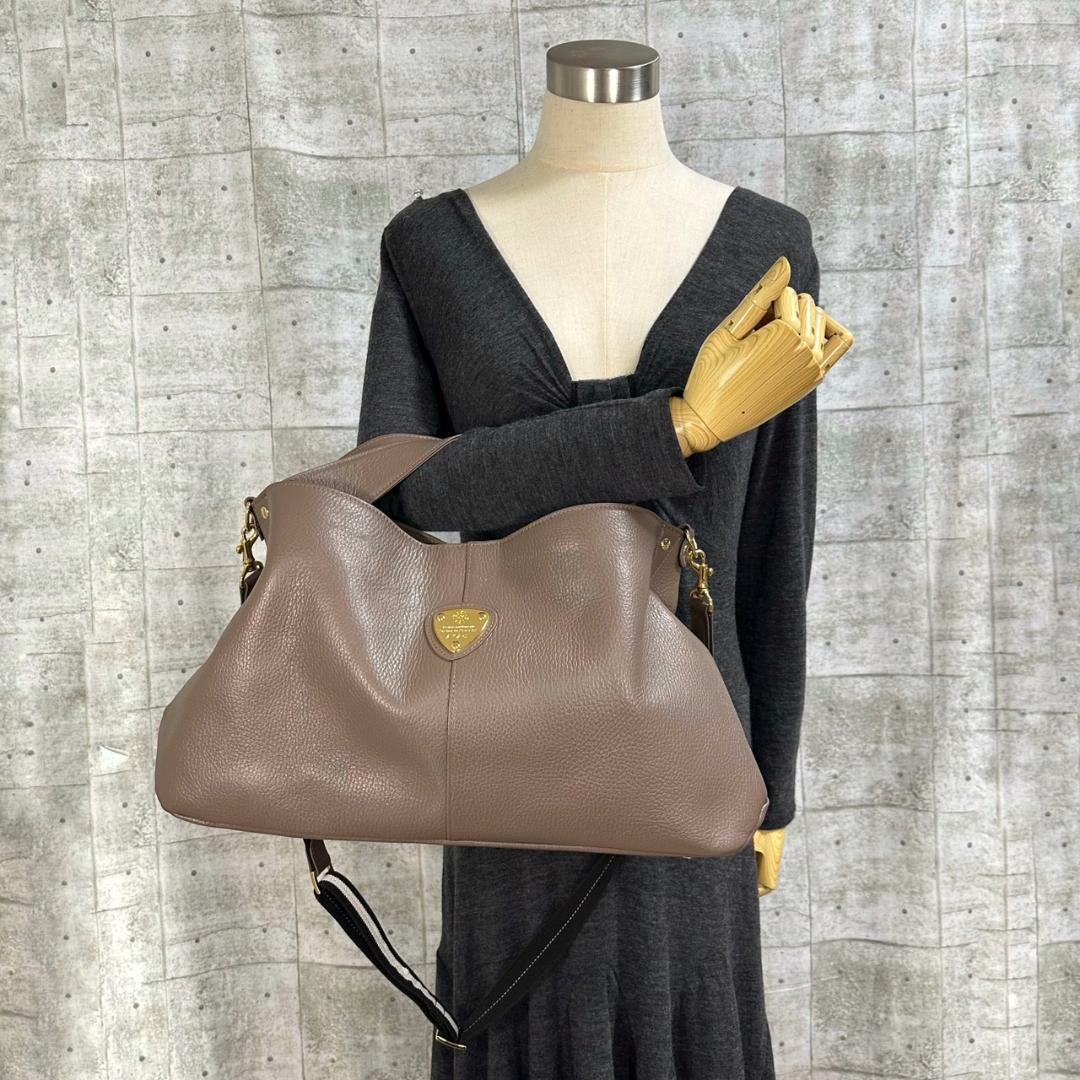 ATAO アタオ エルヴィ 2way ハンドバッグ ショルダーバッグ グレージュ