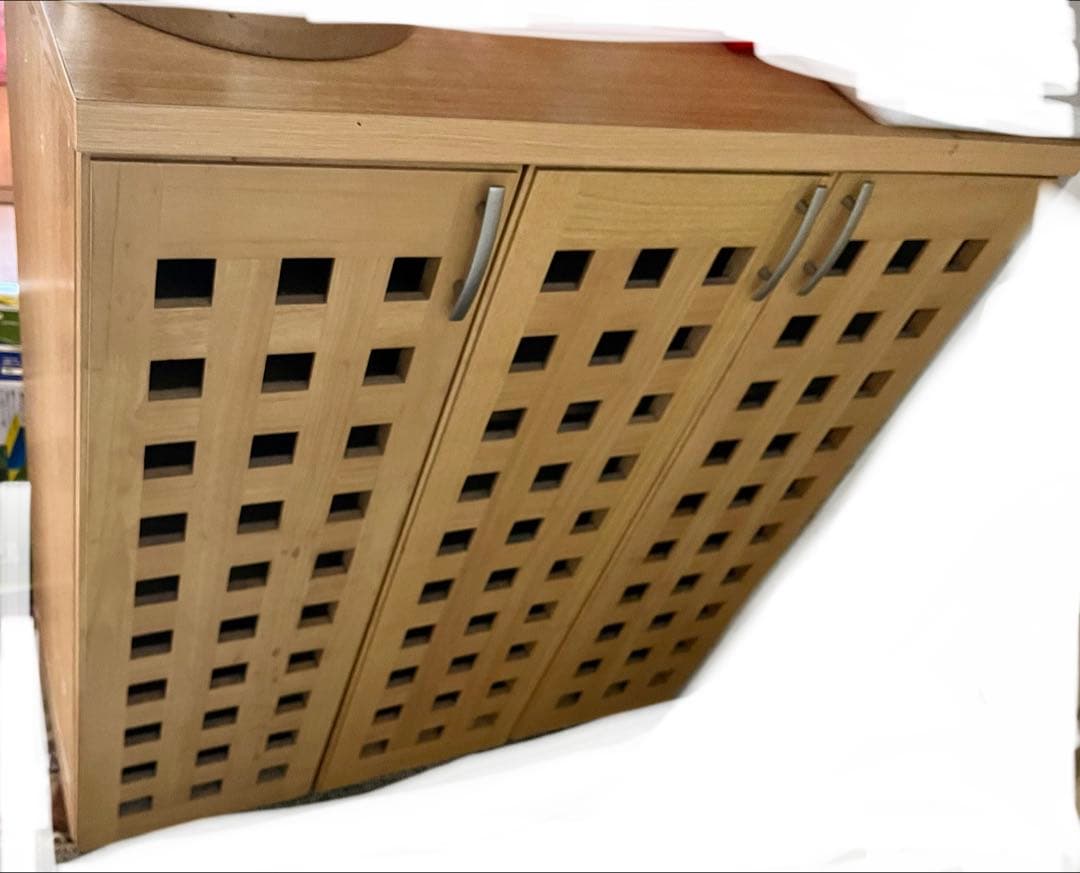 ナチュラルウッド系 脚付きシューズボックス　ラック　下駄箱