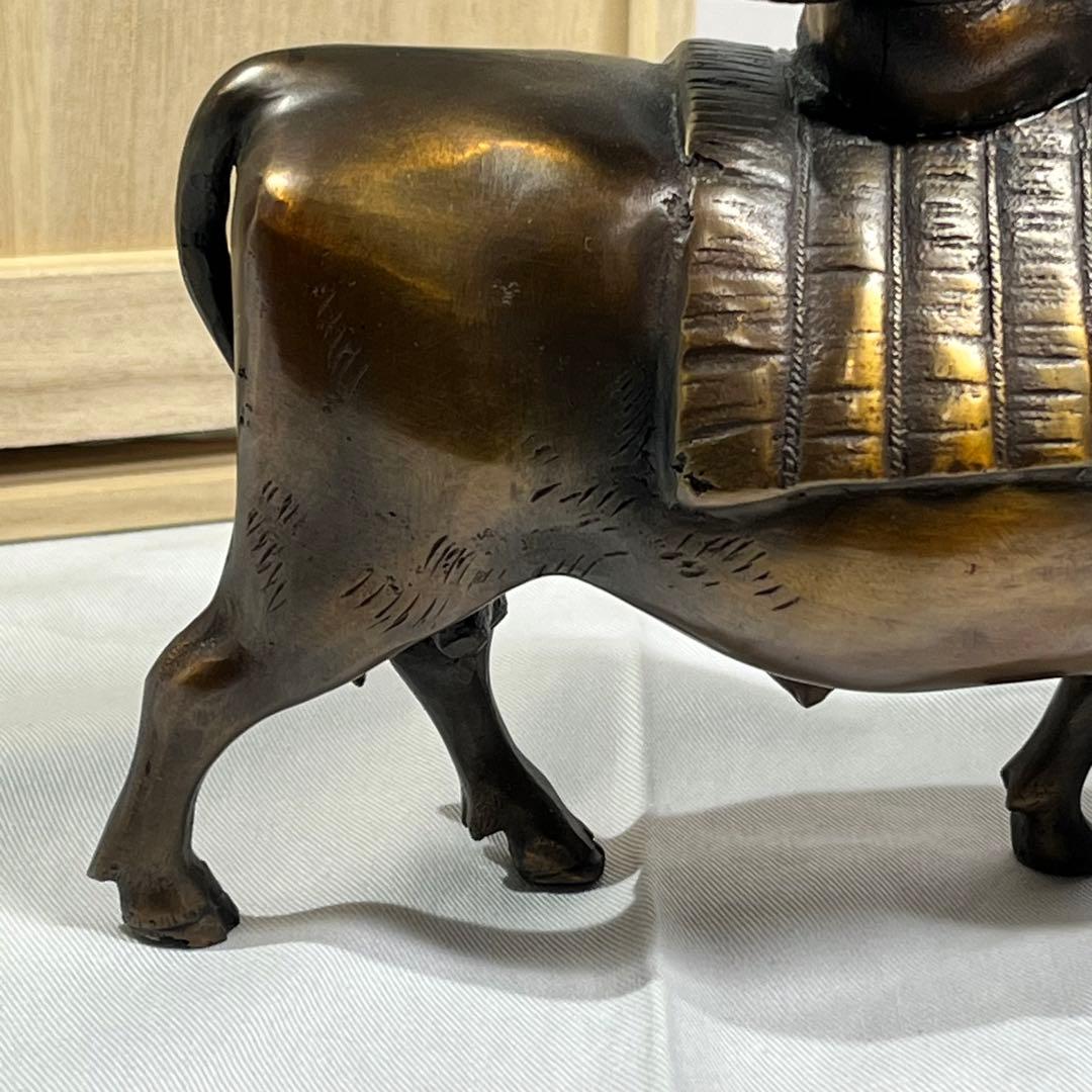 青銅製 置物 立牛童子 高岡伝統工芸士 瑞峰作 十牛図 騎牛帰家