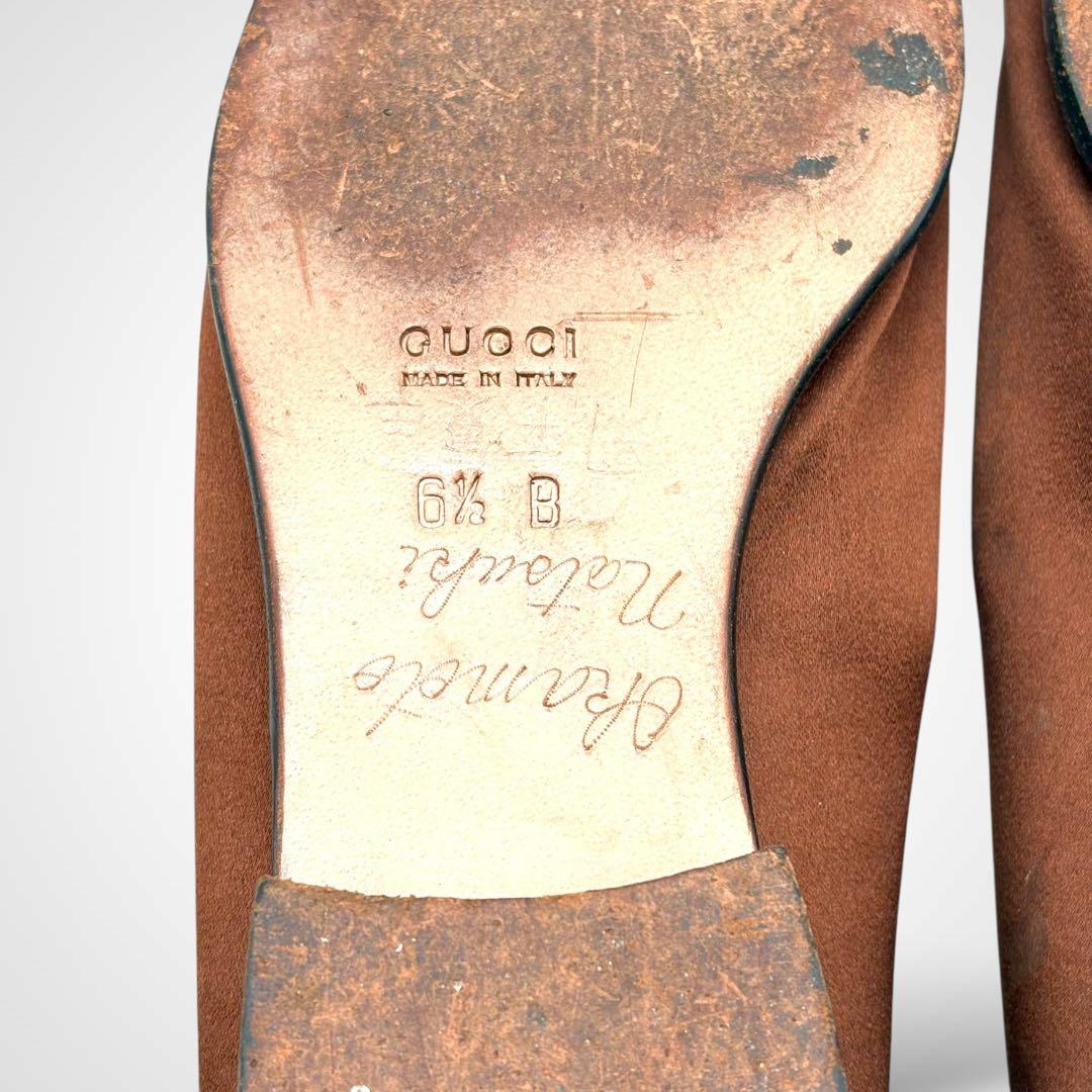 希少✨GUCCI グッチ ホースビット ローファー サテン ブラウン 6 1/2