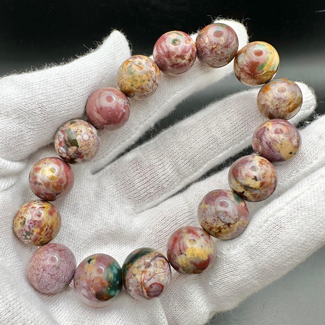 自然が創った芸術！！　オーシャンジャスパー　ブレスレット　③ピンク系