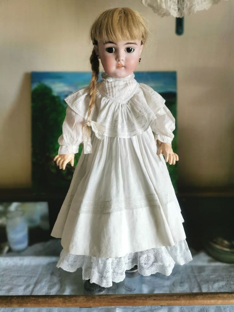 アンティーク ビスクドール シモンハルビック 動く関節 お下げ三編み髪美しい人形