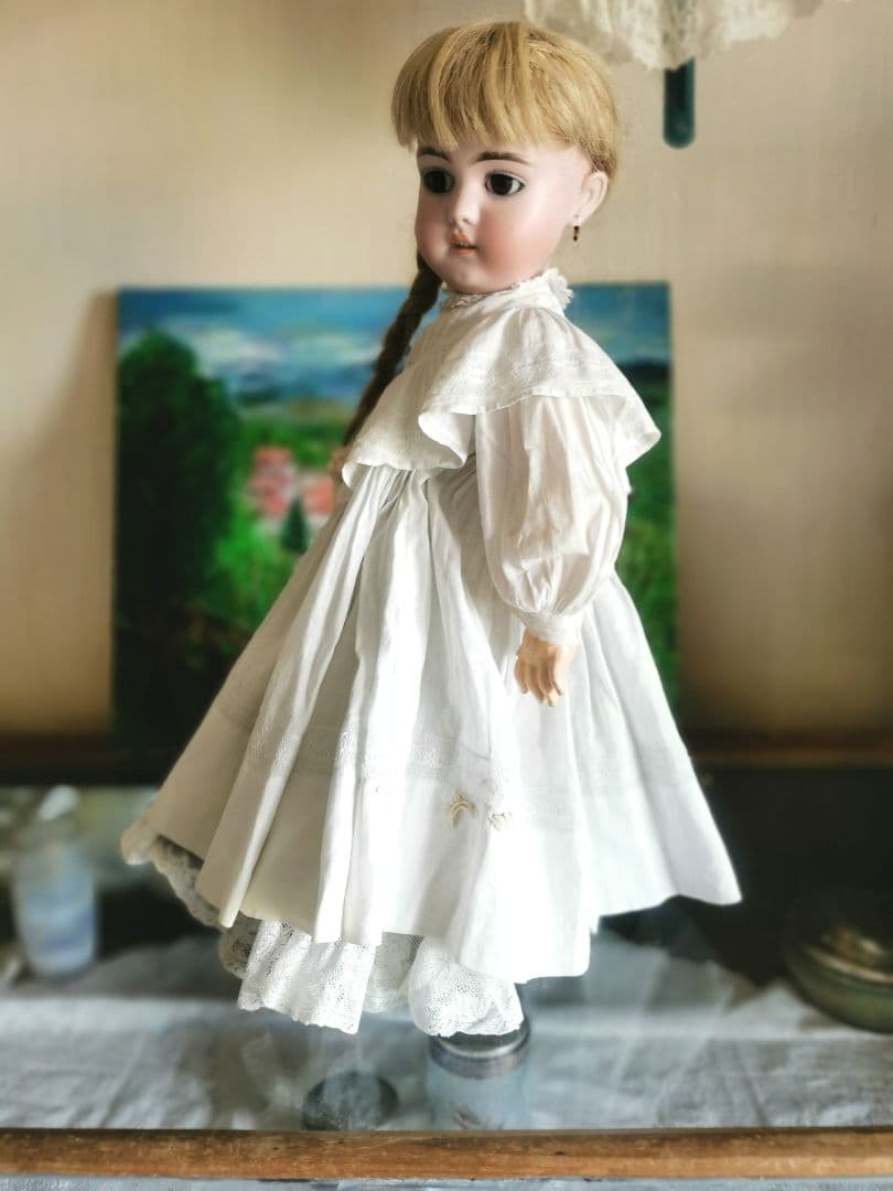 アンティーク ビスクドール シモンハルビック 動く関節 お下げ三編み髪美しい人形