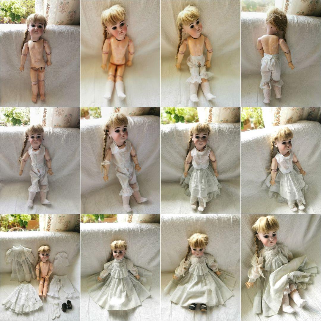 アンティーク ビスクドール シモンハルビック 動く関節 お下げ三編み髪美しい人形