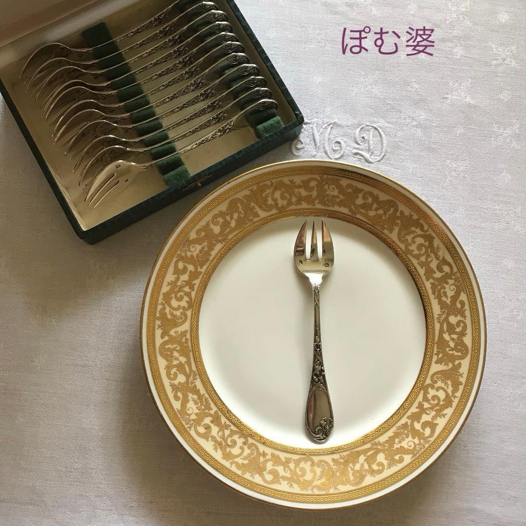 【ピュイフォルカ】 純銀 フォーク２本「アール・ヌーヴォーの華／アイリス」