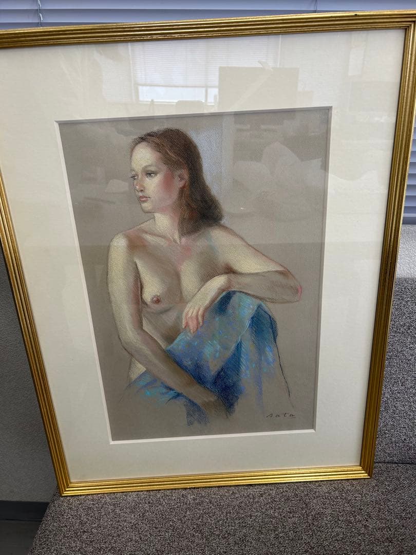 女性のヌードパステル画 裸婦 sata