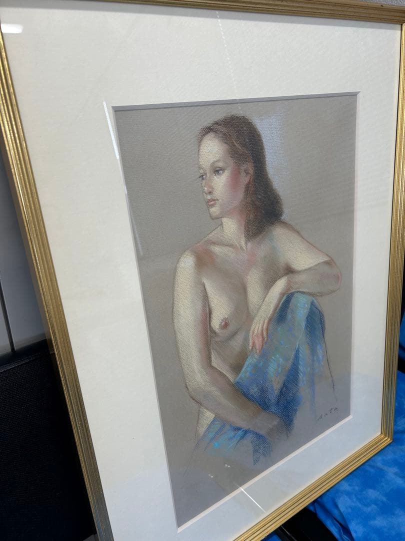 女性のヌードパステル画 裸婦 sata