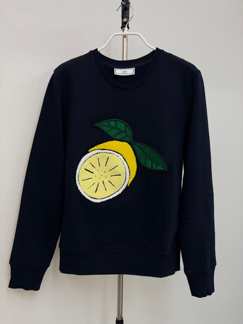 amiparis レモン刺繍 ネイビー スウェット アミパリス S