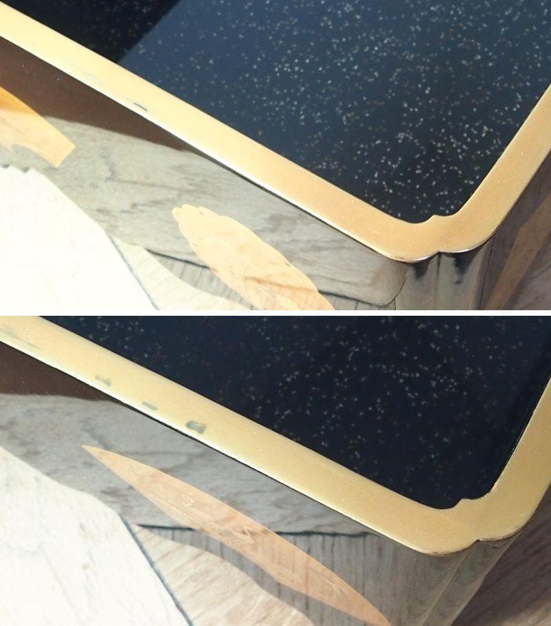 【骨董・時代の美品】大名道具 宝箱 山水蒔絵 箱物/蓋物/菓子器/容器 金縁隅切