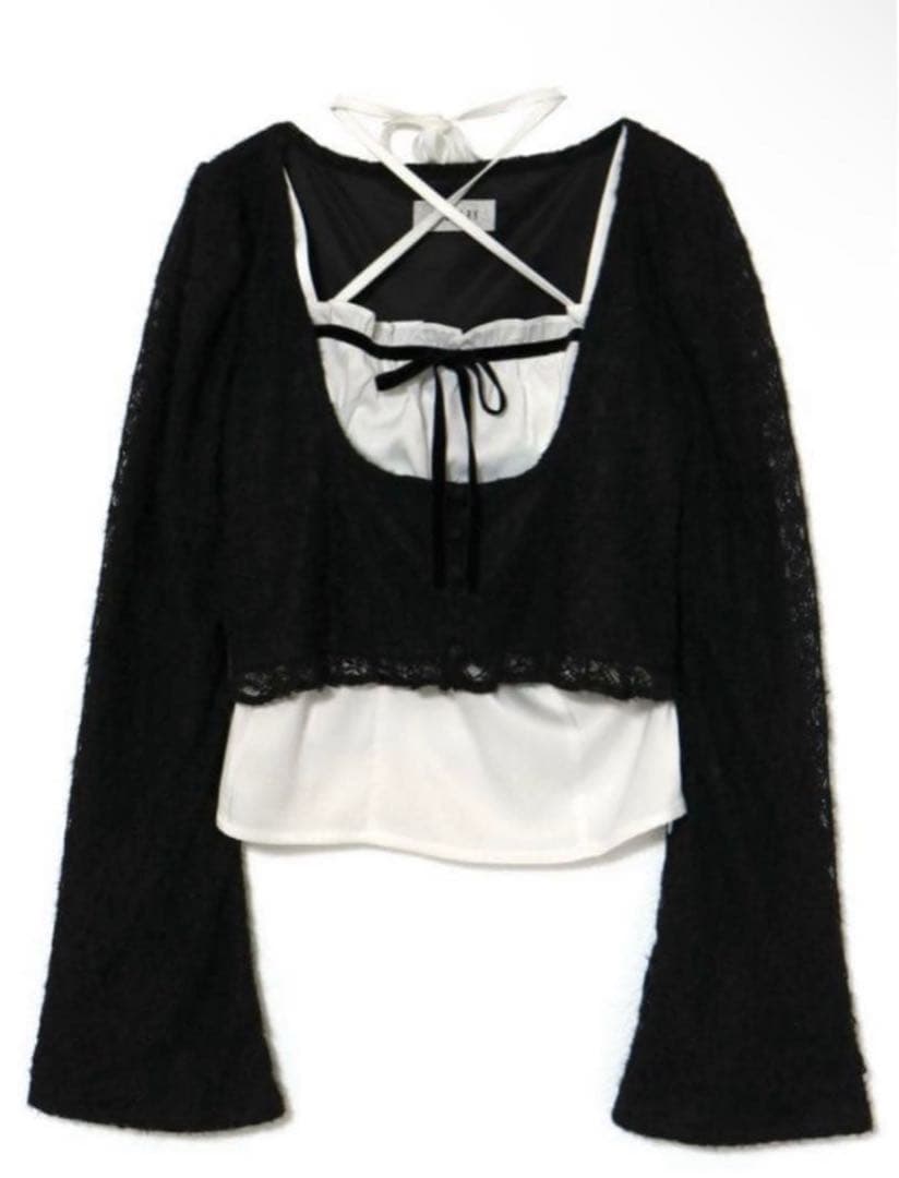 BUBBLES TOKYO シャギーレースアンサンブル　ブラック