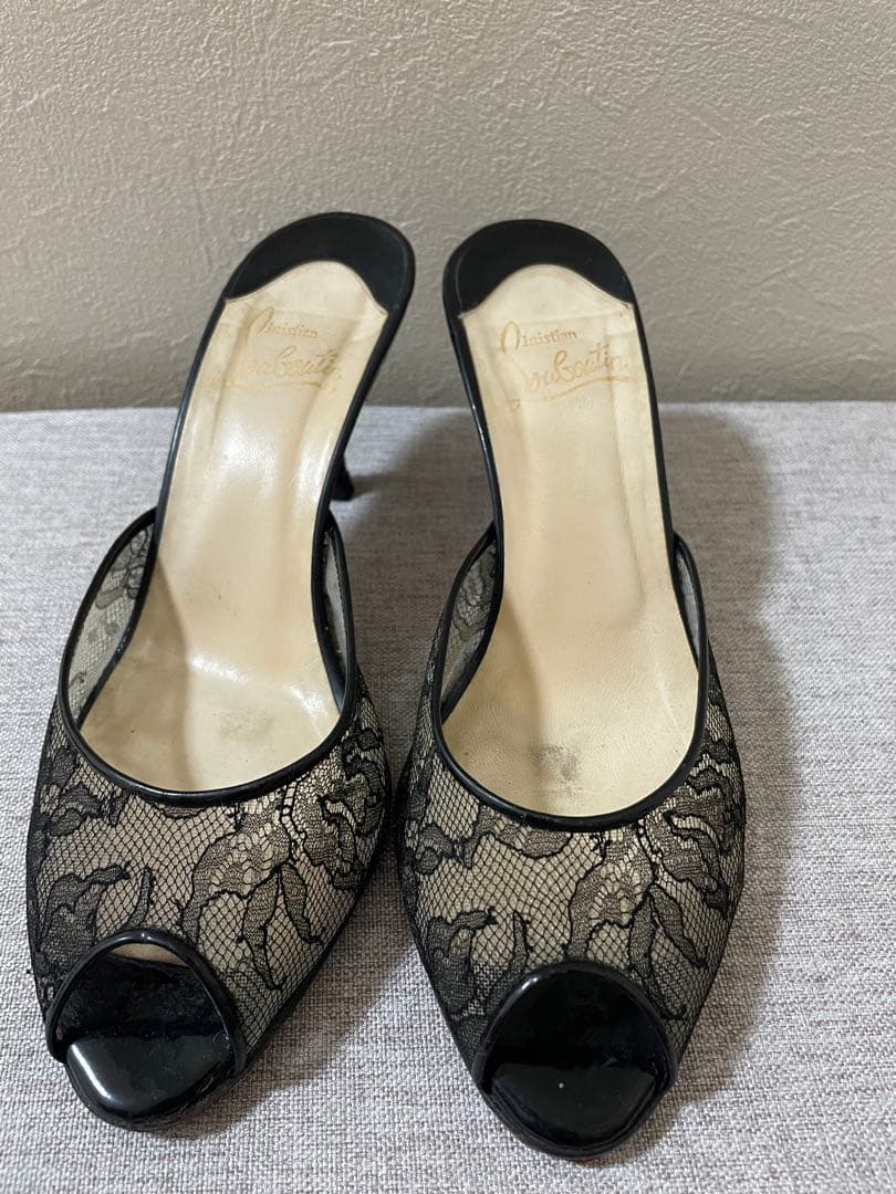 Christian Louboutin ブラック レース ミュール　38