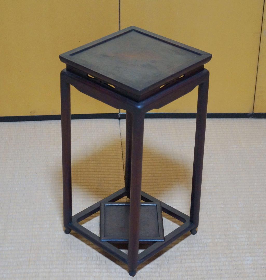 古唐木紫檀製 高足花台 盆栽台 香炉台 飾り台 高48cm 華道具 茶道具時代物