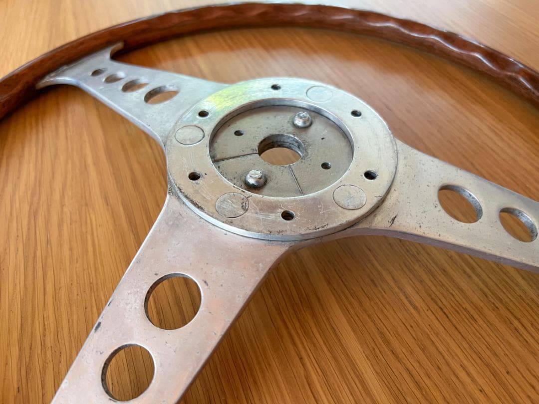 レスレストン　グランプリ　ウッドステアリング　390mm　カラー付き　当時もの