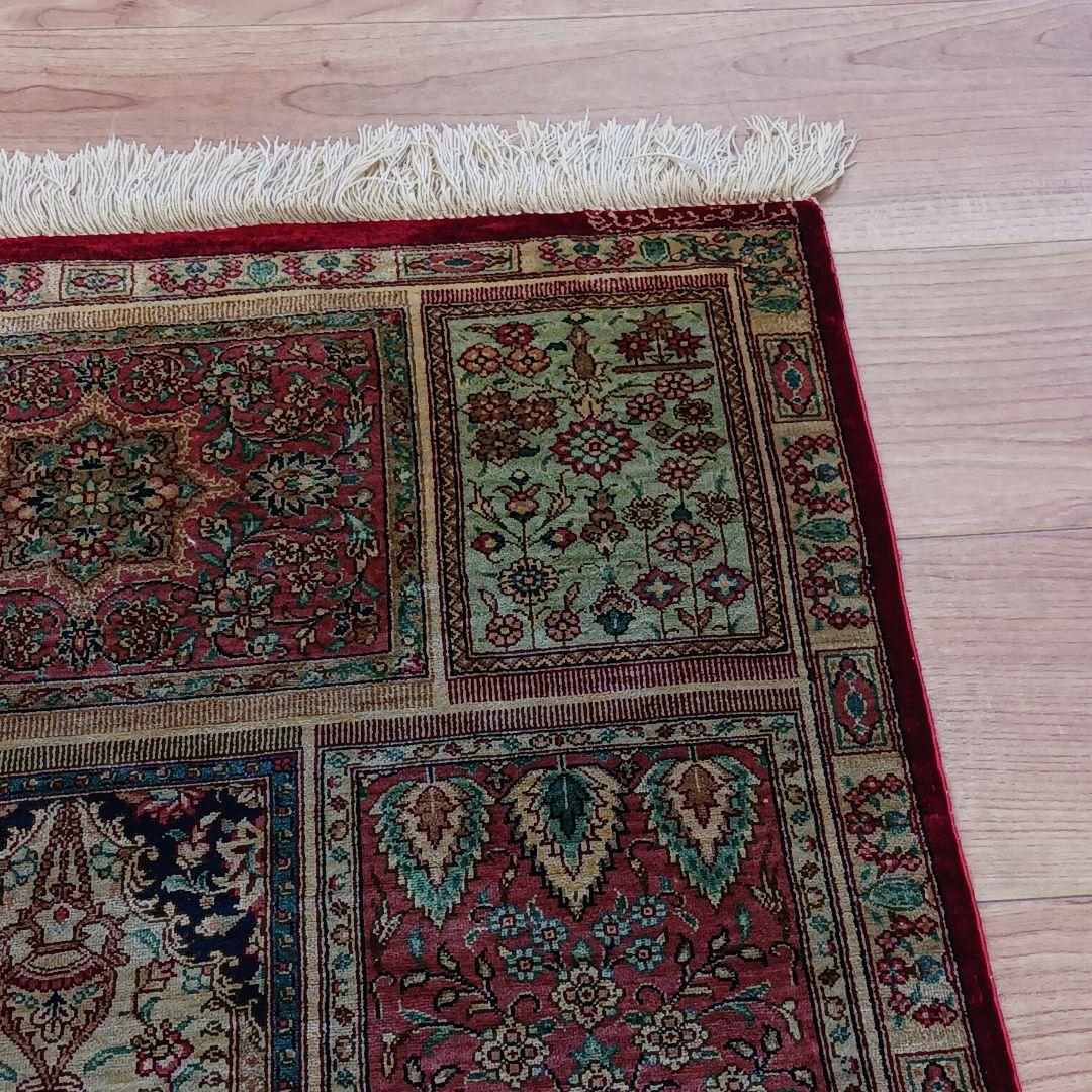 Y2691 ペルシャ絨毯 クム産 シルク100% 手織り100万ノット 工房