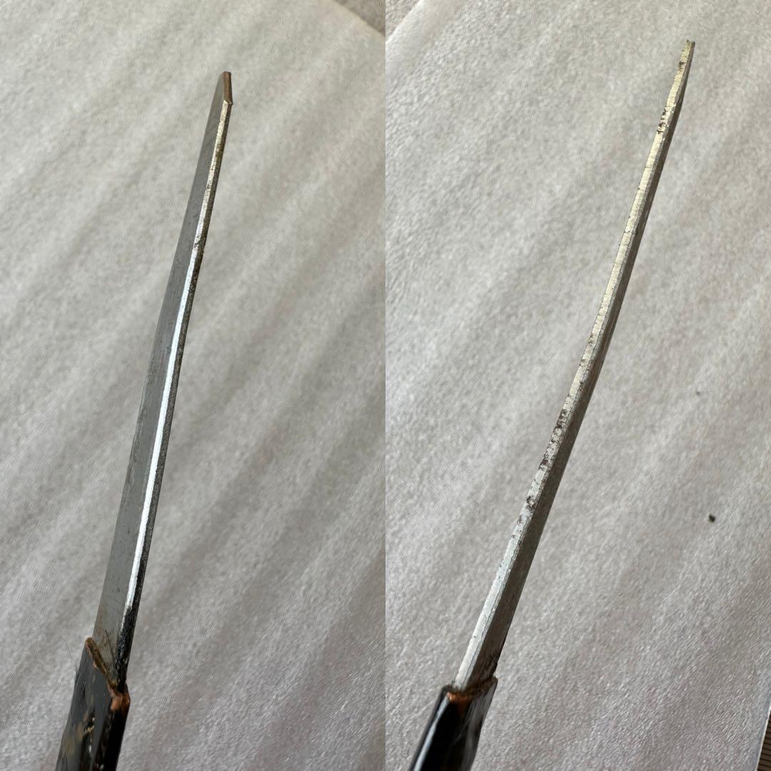 刀装具　残欠刃引合法カット品 鉄製刃 時代 武具　 古美術　現状品
