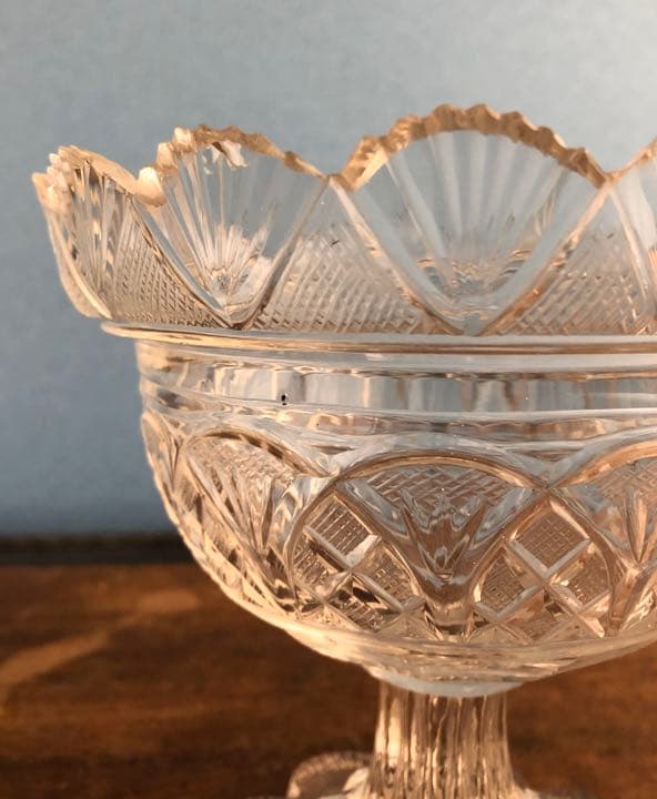 ギヤマン　江戸ガラス　蓋物　菓子器　共箱