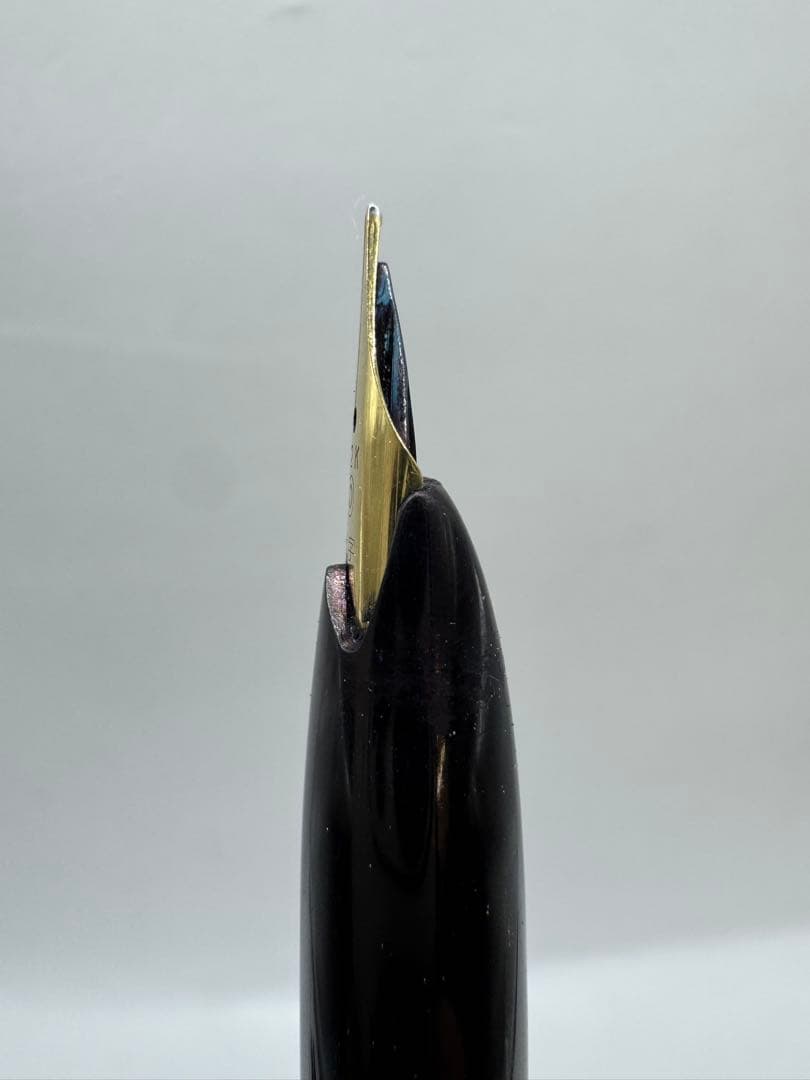 希少 PLATINUM プラチナ 万年筆 22金 22K 黒 細字