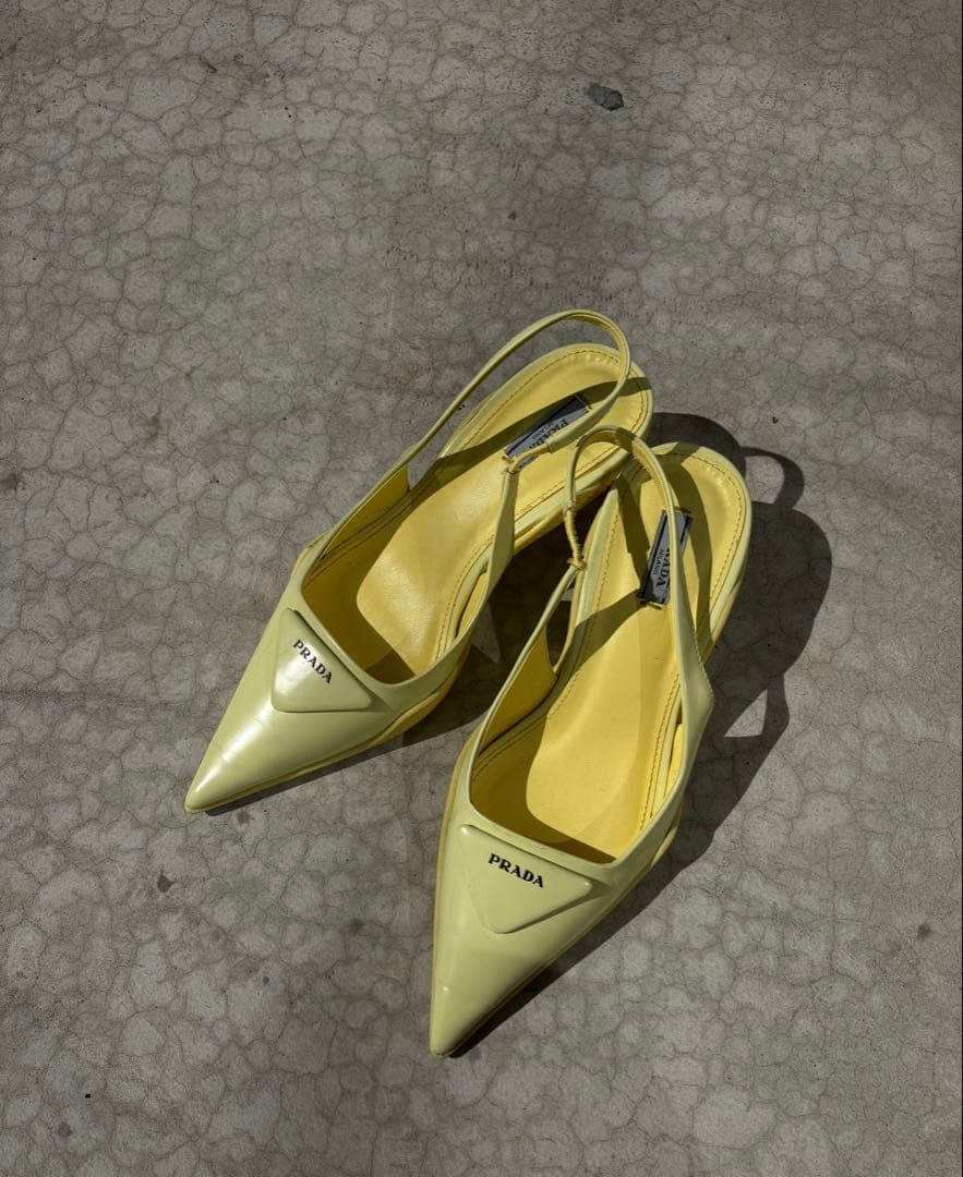 PRADA イエロー ミュール ローヒール