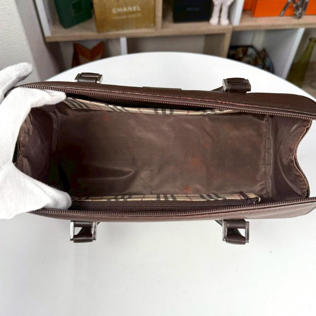 美品 BURBERRY サフィアーノ レザー ミニ ドラムバッグ