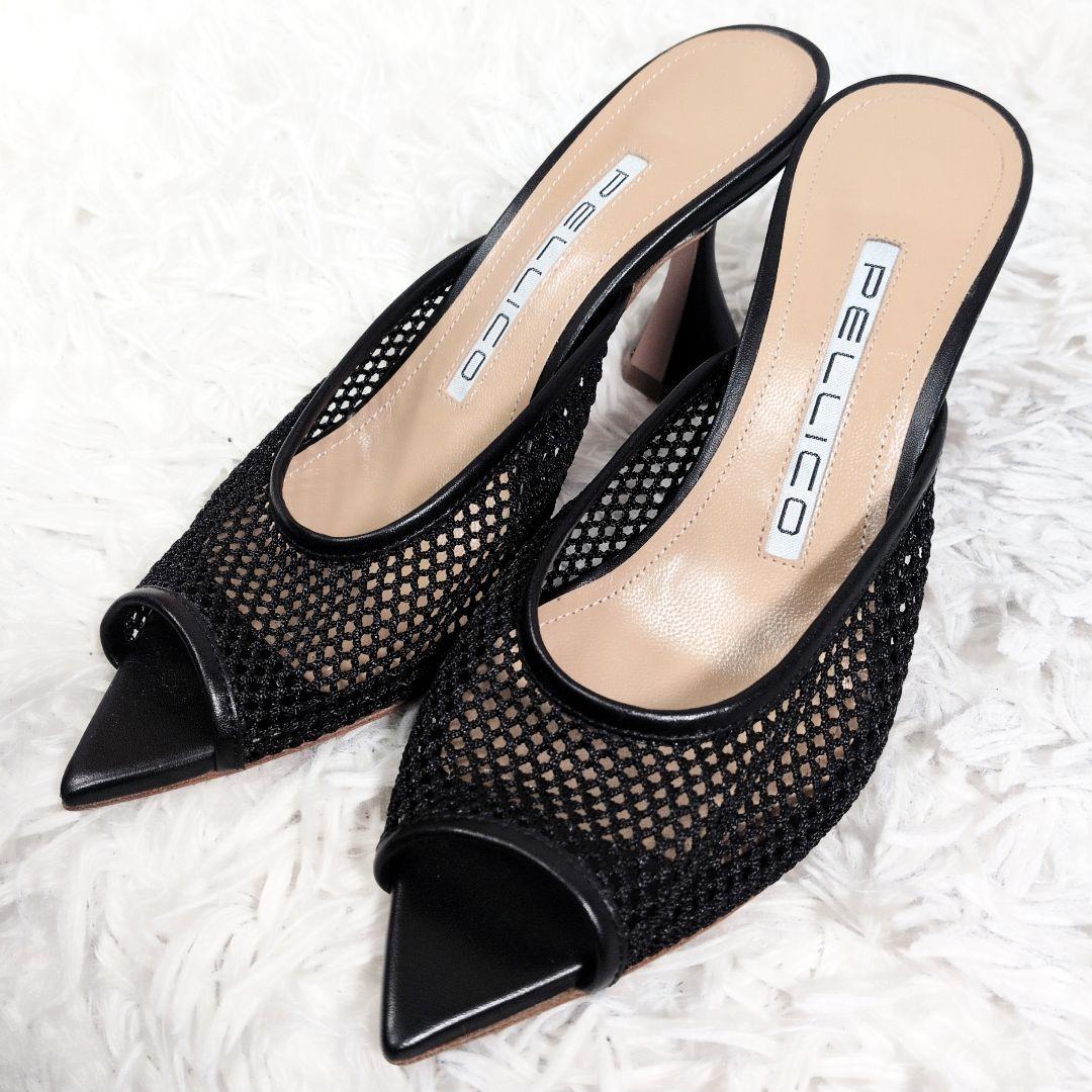 希少サイズ35【未使用極美品】ペリーコ メッシュサンダル／ミュール フレアヒール