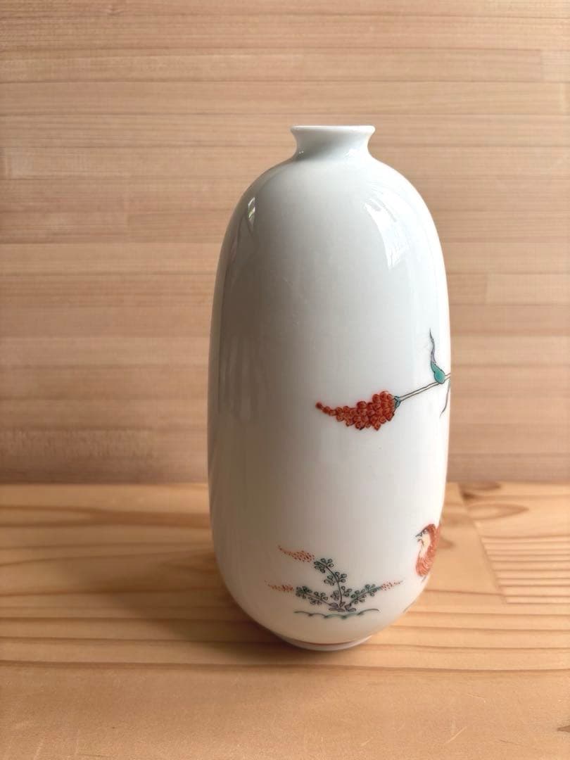 柿右衛門　一輪生長形　粟鶉文