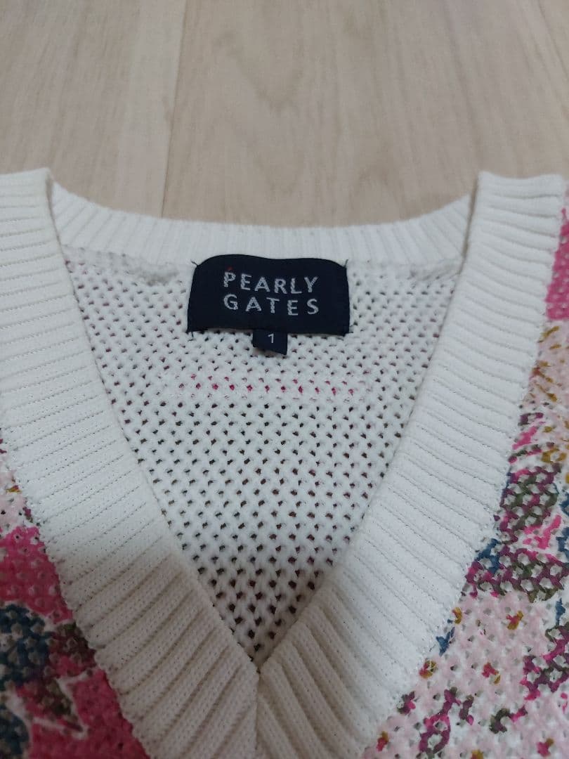 【1（M相当）】パーリーゲイツ フラワーニット プリントベスト