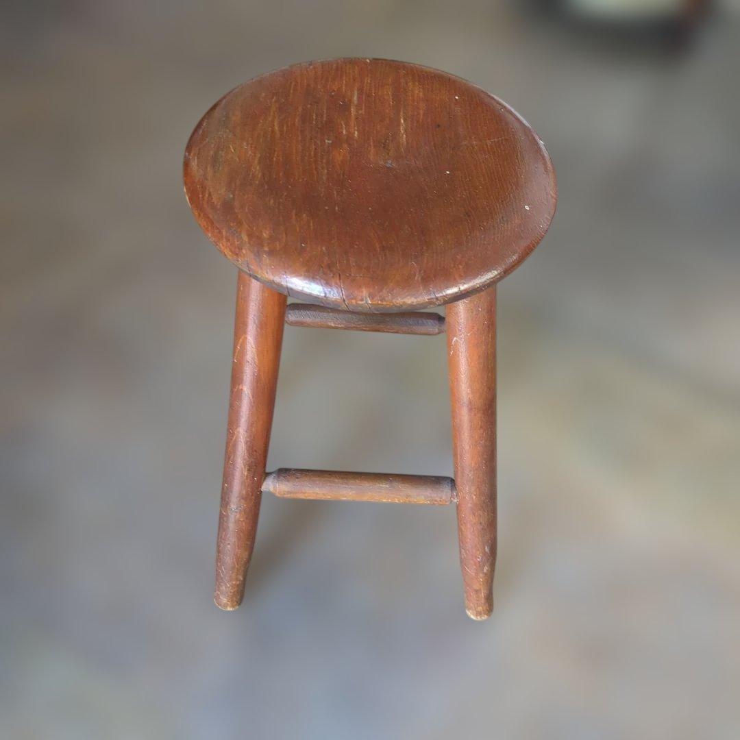 骨董　椅子　丸椅子　木製　スツール ブラウン アンティーク　イス