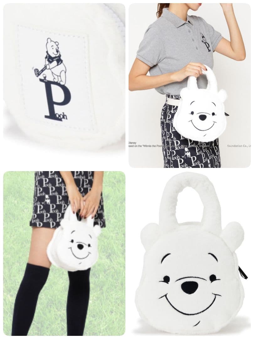 PEARLY GATES プーさん　ファー カートバッグ　ポーチ2点セット▶️