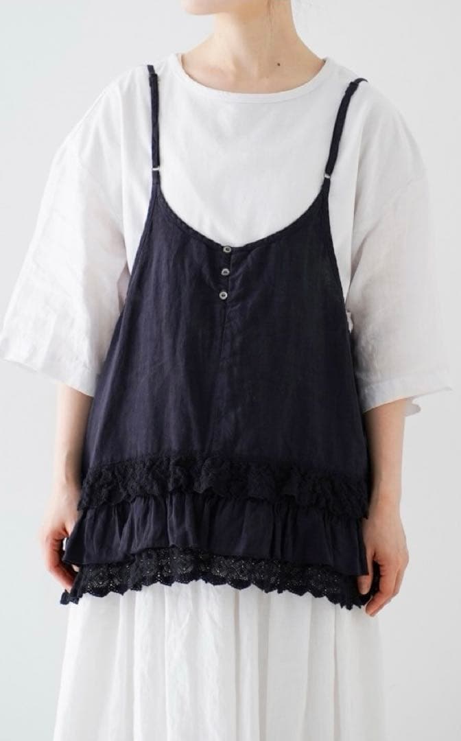6/1まで専用 2025SS新品未使用ネストローブリネンレースヘムキャミソール