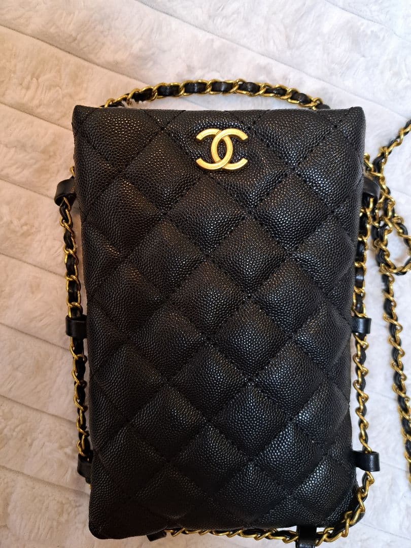 CHANEL 黒 キャビンスキン キルティング バッグ