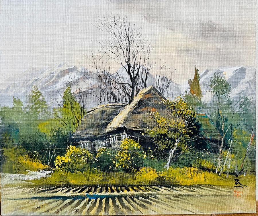 榎本良一 妙高 昭和52年作 絵画 油彩画 風景画 F８号 共シール