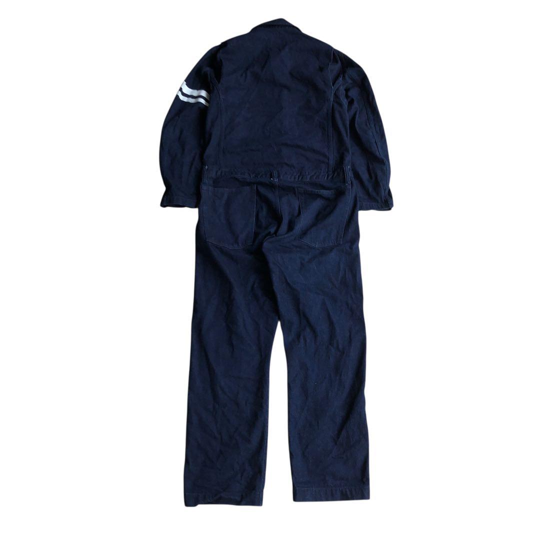 美品　桃太郎ジーンズ　デニムオールインワン　ツナギ　日本製　月桂樹ボタン　濃紺