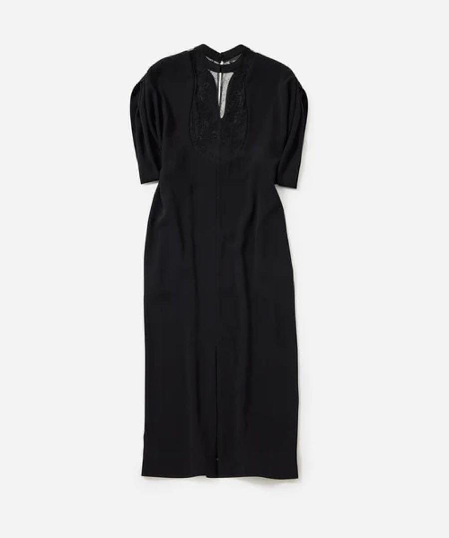 マメ　レースバックドレス　24SS ワンピース　ブラック