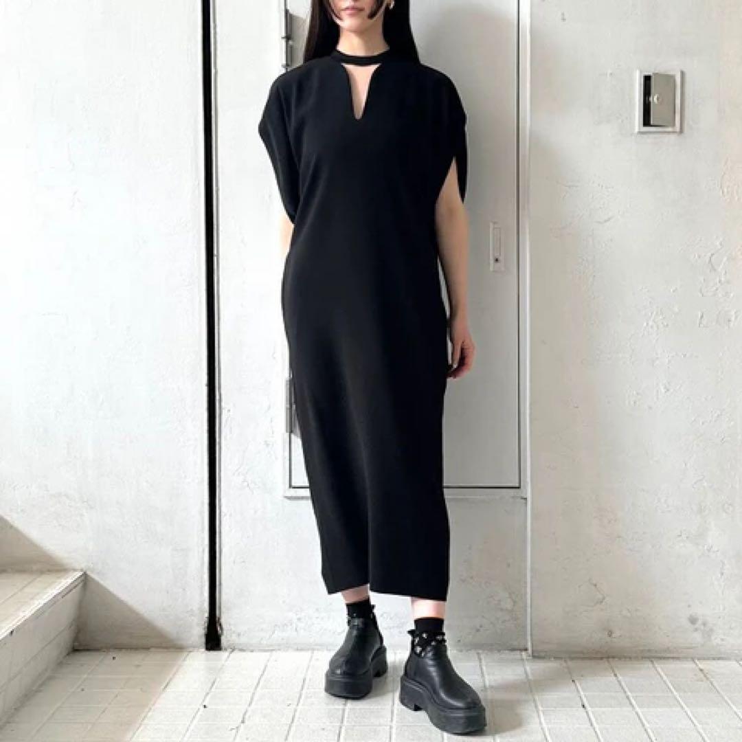 マメ　レースバックドレス　24SS ワンピース　ブラック