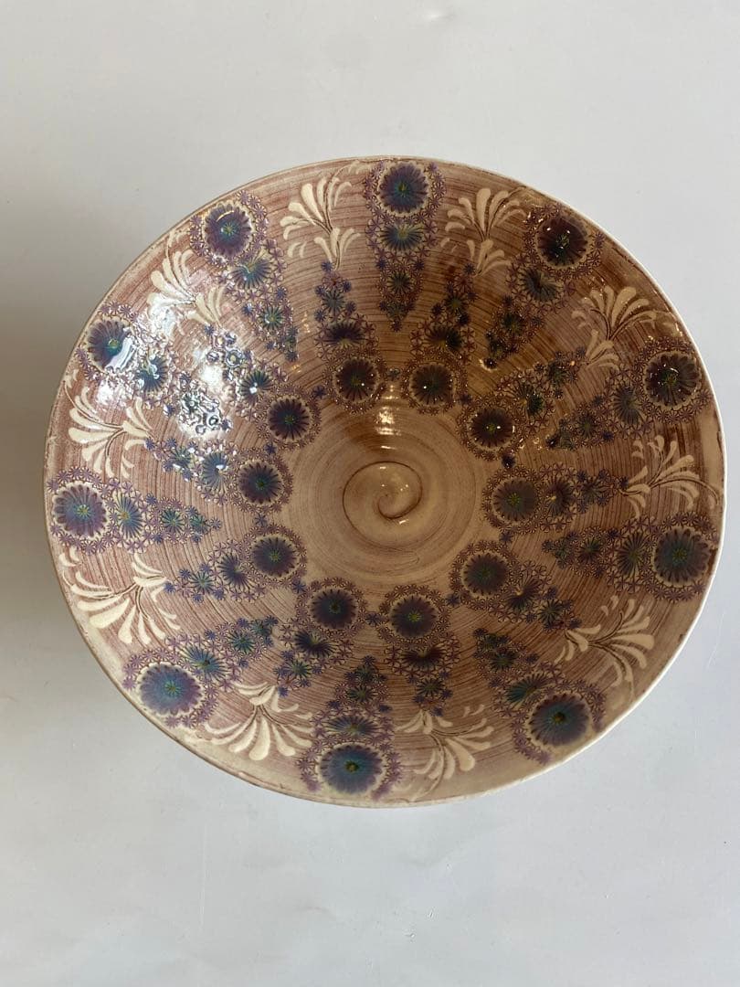 紫三嶋紫彩華紋抹茶茶碗　茶道具