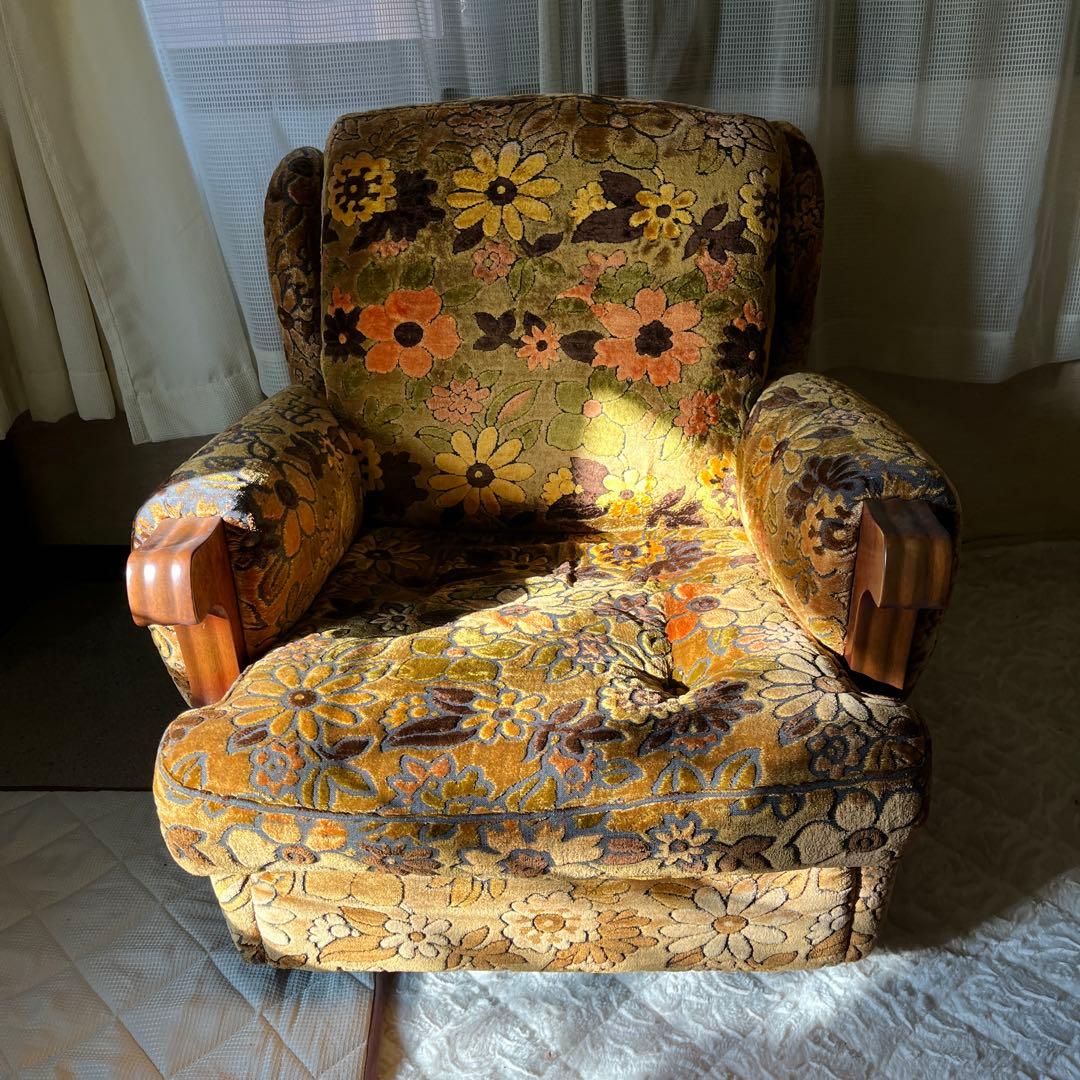 レトロ花柄1人掛けソファ