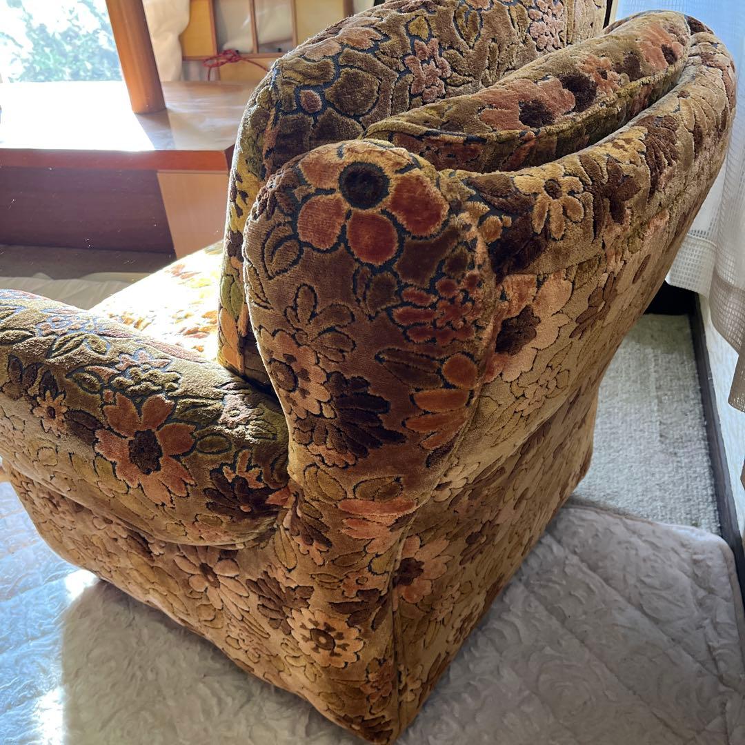 レトロ花柄1人掛けソファ