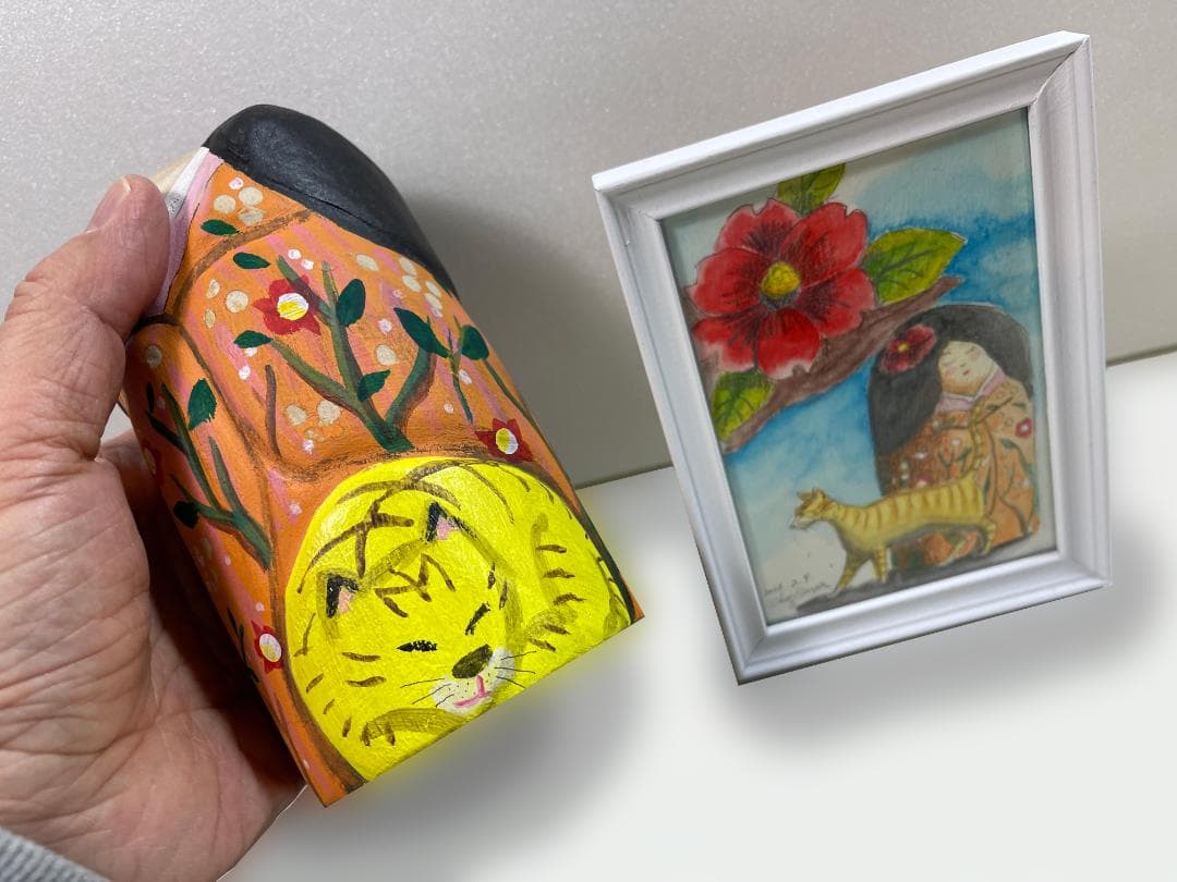 オリジナルこけし人形と絵画セット（by絵本作家Shuz Saya）