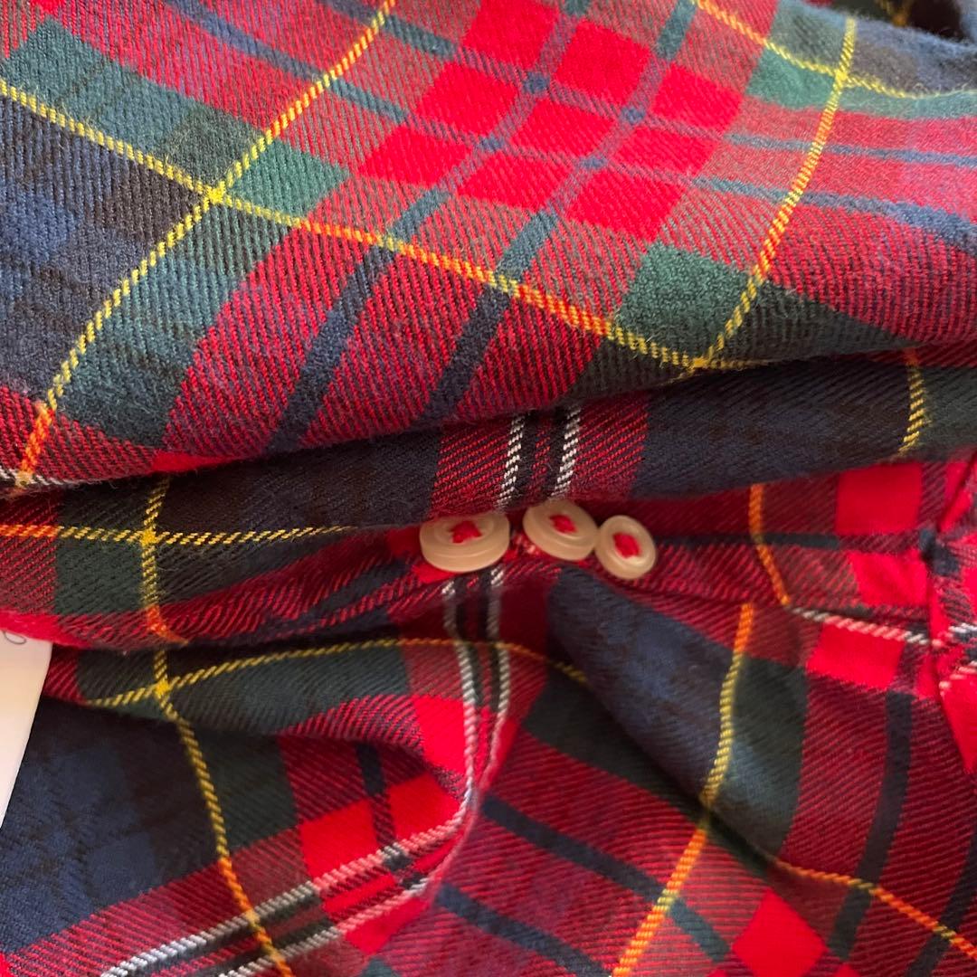 美品　ラルフローレン　S ネルシャツ　タータンチェック　ポニー刺繍　レッド系